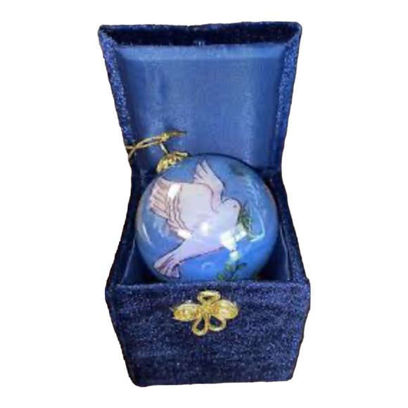 Vintage 2001 Dove Peace On Earth Li Bien Inside Art Glass Ball Ornament - Picture 7 of 9